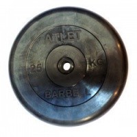 диск обрезиненный mb barbell atlet 26 мм 25 кг. черный
