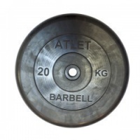 диск обрезиненный mb barbell atlet 26 мм 20 кг. черный