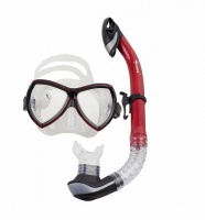 маска+трубка wave diving mask and snorkel set silicone ms-1380s57 red