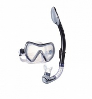маска+трубка wave diving mask and snorkel set silicone ms-1370s71 black