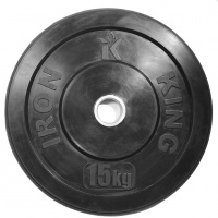 диск для кроссфита iron king из цельной резины (бампер) черный 15 кг