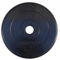 диск обрезиненный mb barbell atlet 51 мм 20 кг. черный