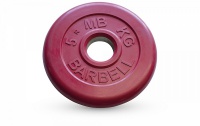диск обрезиненный d51мм mb barbell mb-pltc51 5кг красный