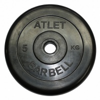 диск обрезиненный d31мм mb barbell atlet 5 кг черный