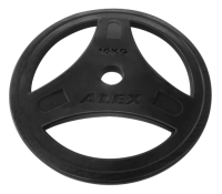 диск обрезиненный alex p-rob-15k с хватами 51 мм 15 кг черный