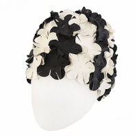 шапочка для плавания fashy petal cap flowers женская 3191-22 резина, бело-черная